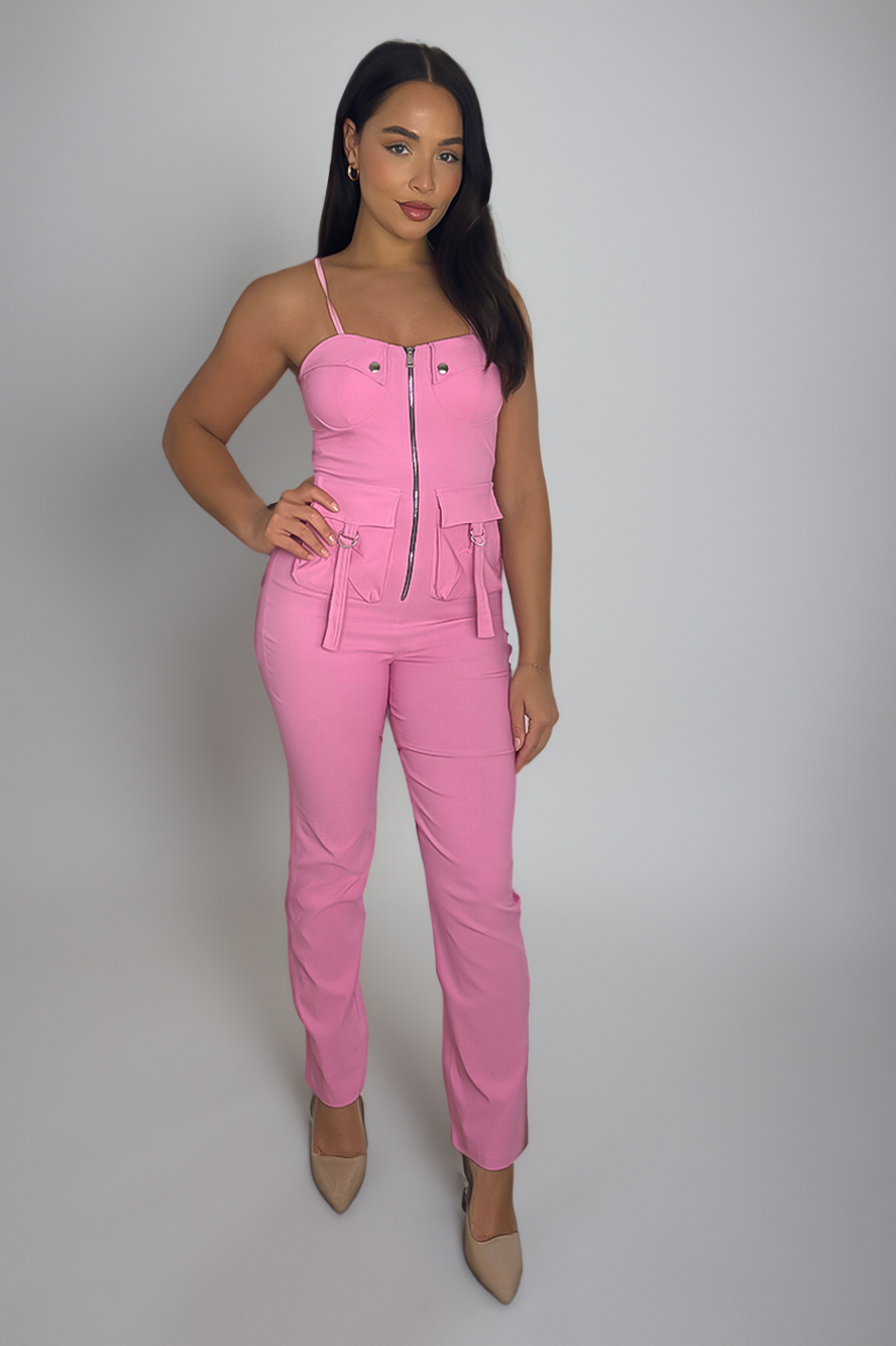 Padded Bustier Strappy Jumpsuit-SinglePrice