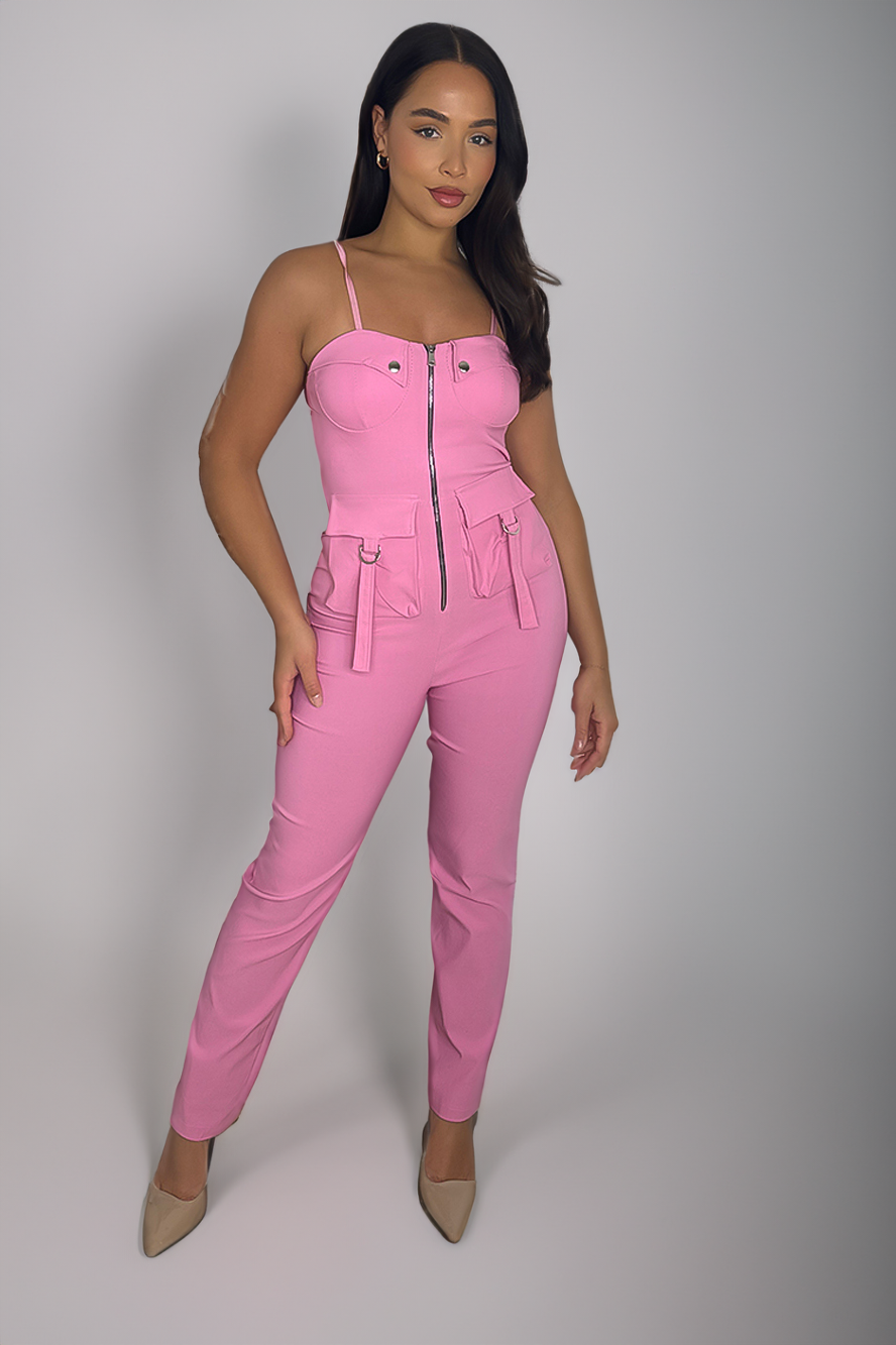 Padded Bustier Strappy Jumpsuit-SinglePrice