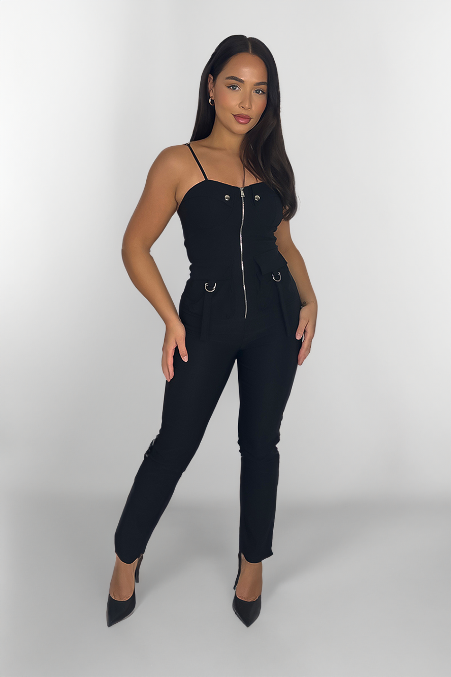 Padded Bustier Strappy Jumpsuit-SinglePrice