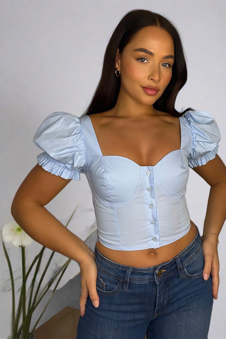 Cotton Cropped Milkmaid Top