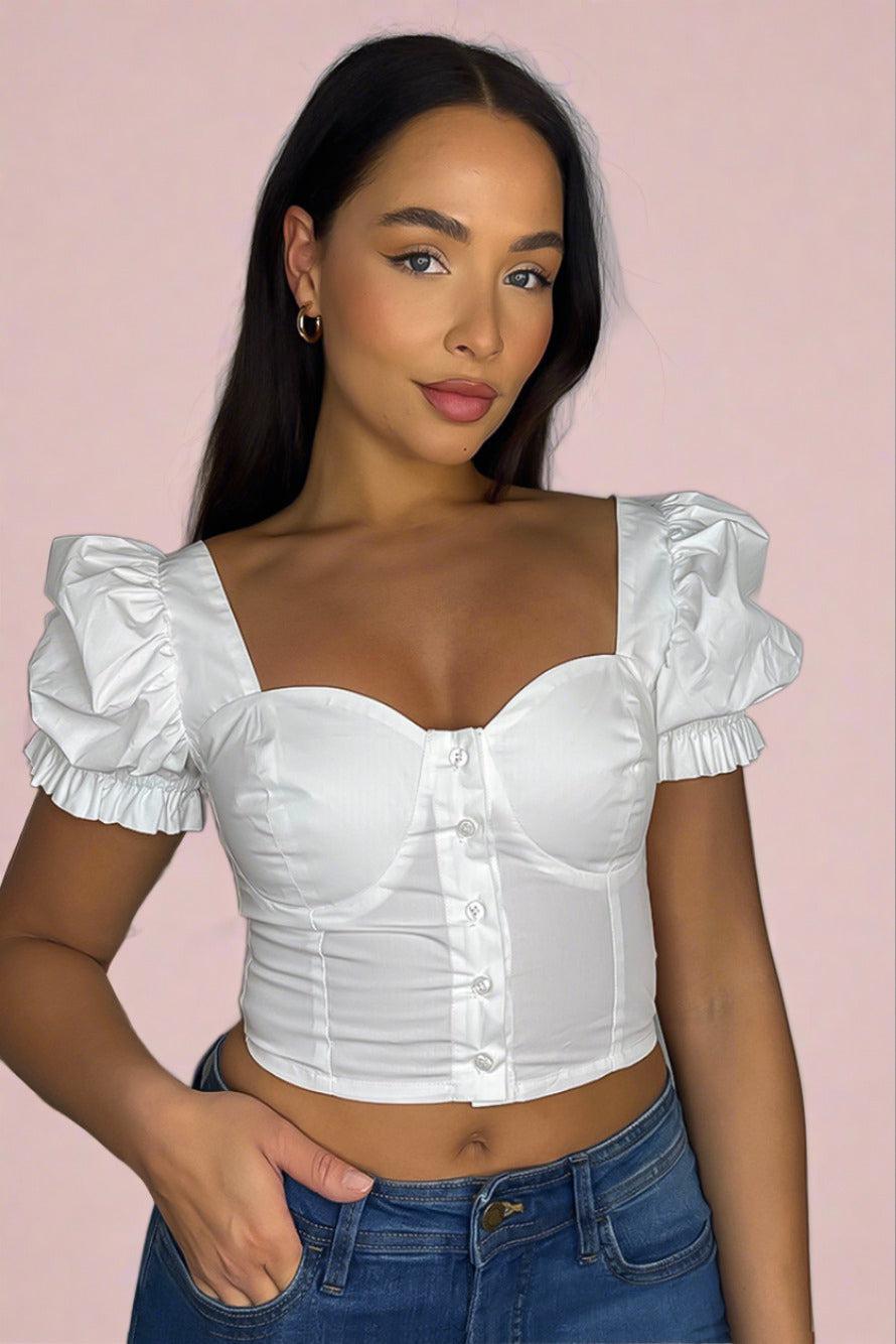 Cotton Cropped Milkmaid Top