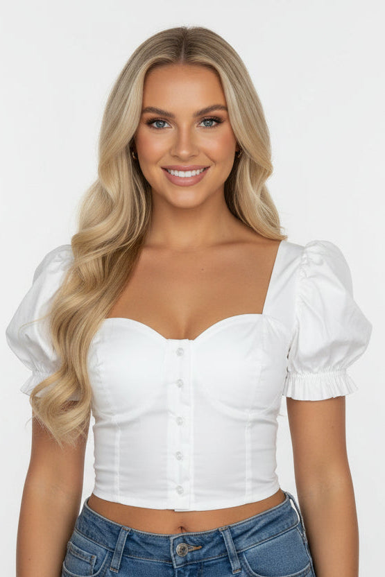 Cotton Cropped Milkmaid Top-SinglePrice