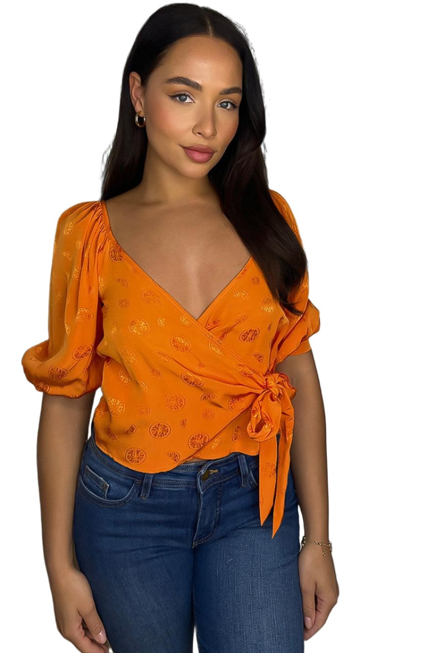 Orange Crop and Wrap Blouse-SinglePrice