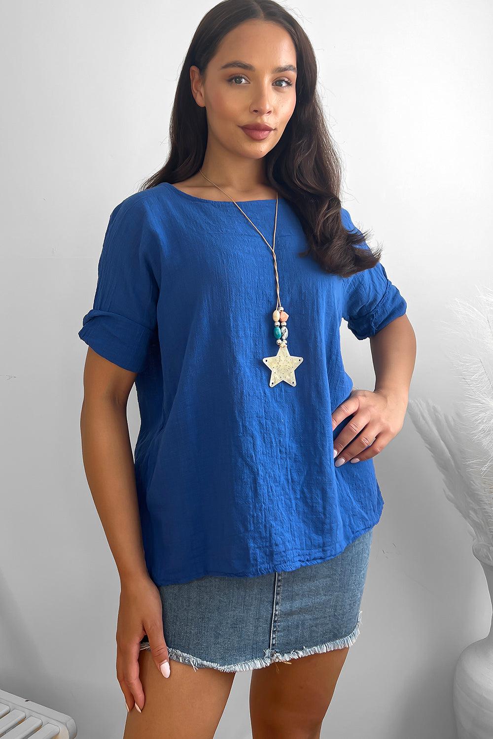 100% Cotton Relaxed Fit Necklace Tunic-SinglePrice