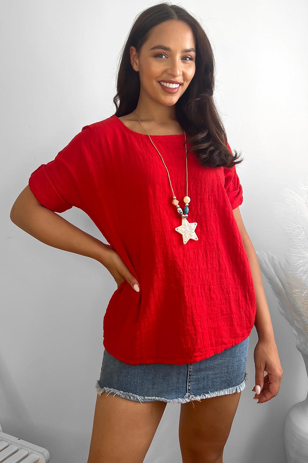 100% Cotton Relaxed Fit Necklace Tunic-SinglePrice