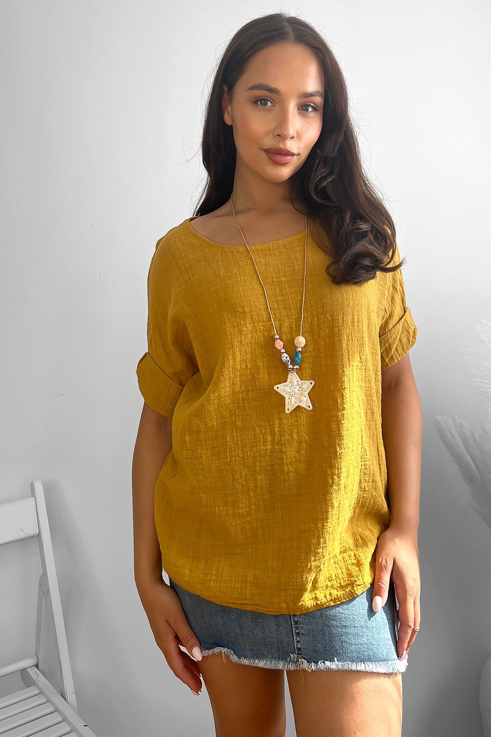 100% Cotton Relaxed Fit Necklace Tunic-SinglePrice