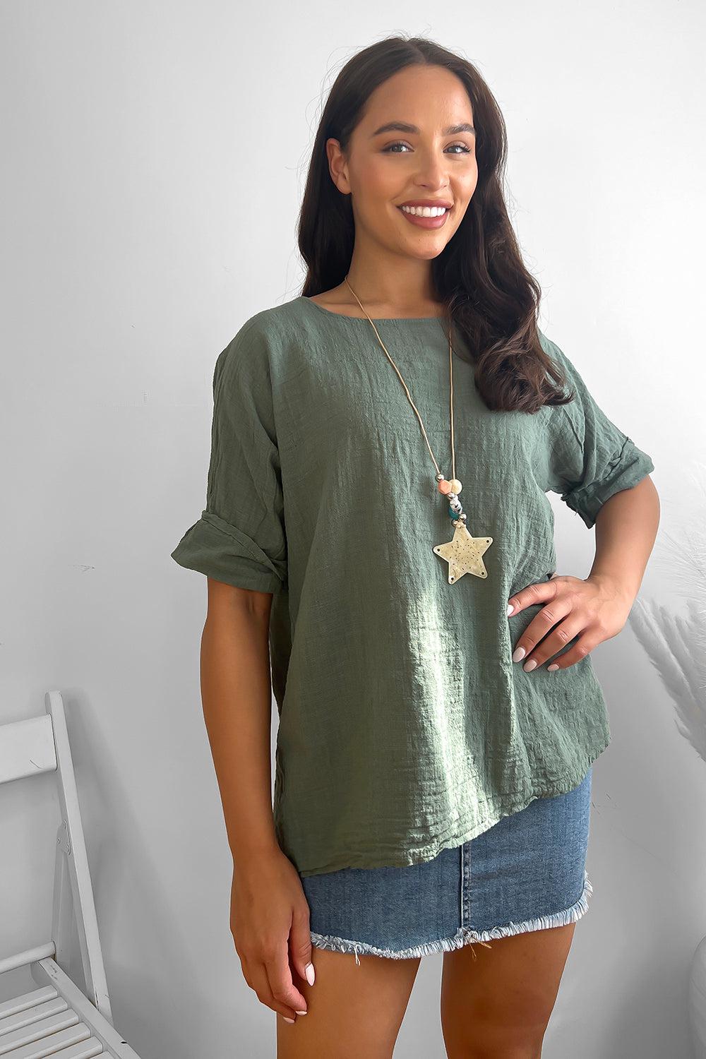 100% Cotton Relaxed Fit Necklace Tunic-SinglePrice