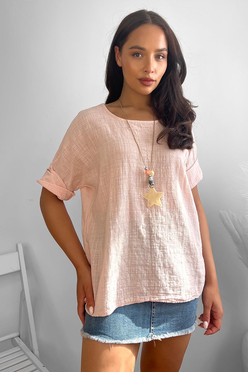 100% Cotton Relaxed Fit Necklace Tunic-SinglePrice