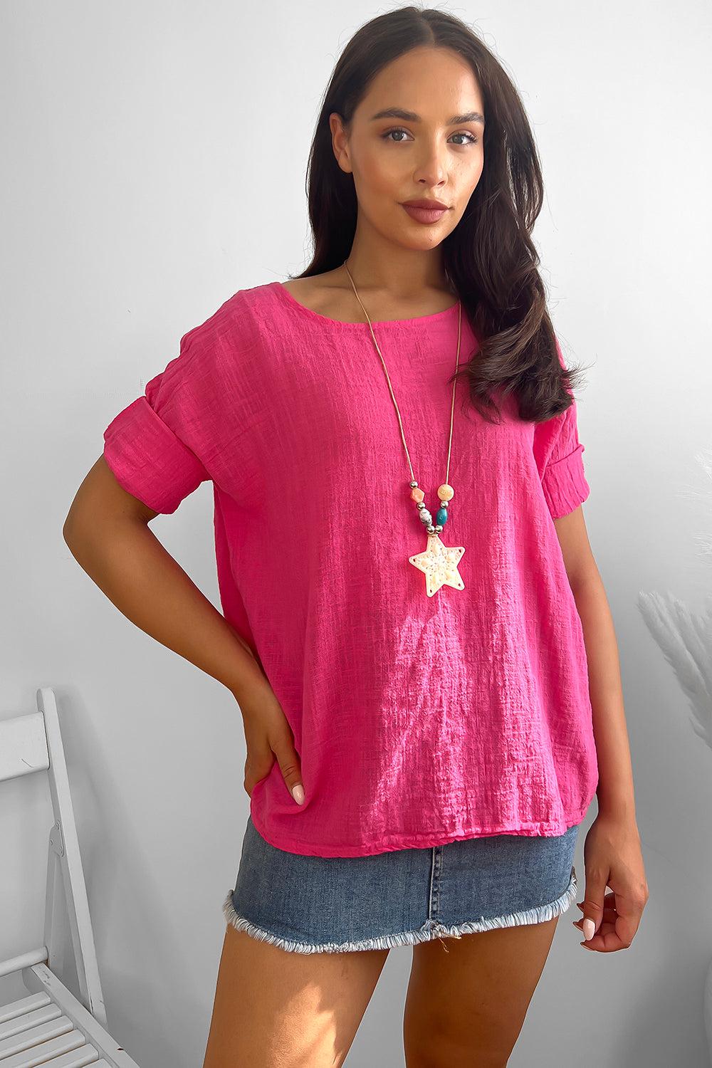 100% Cotton Relaxed Fit Necklace Tunic-SinglePrice