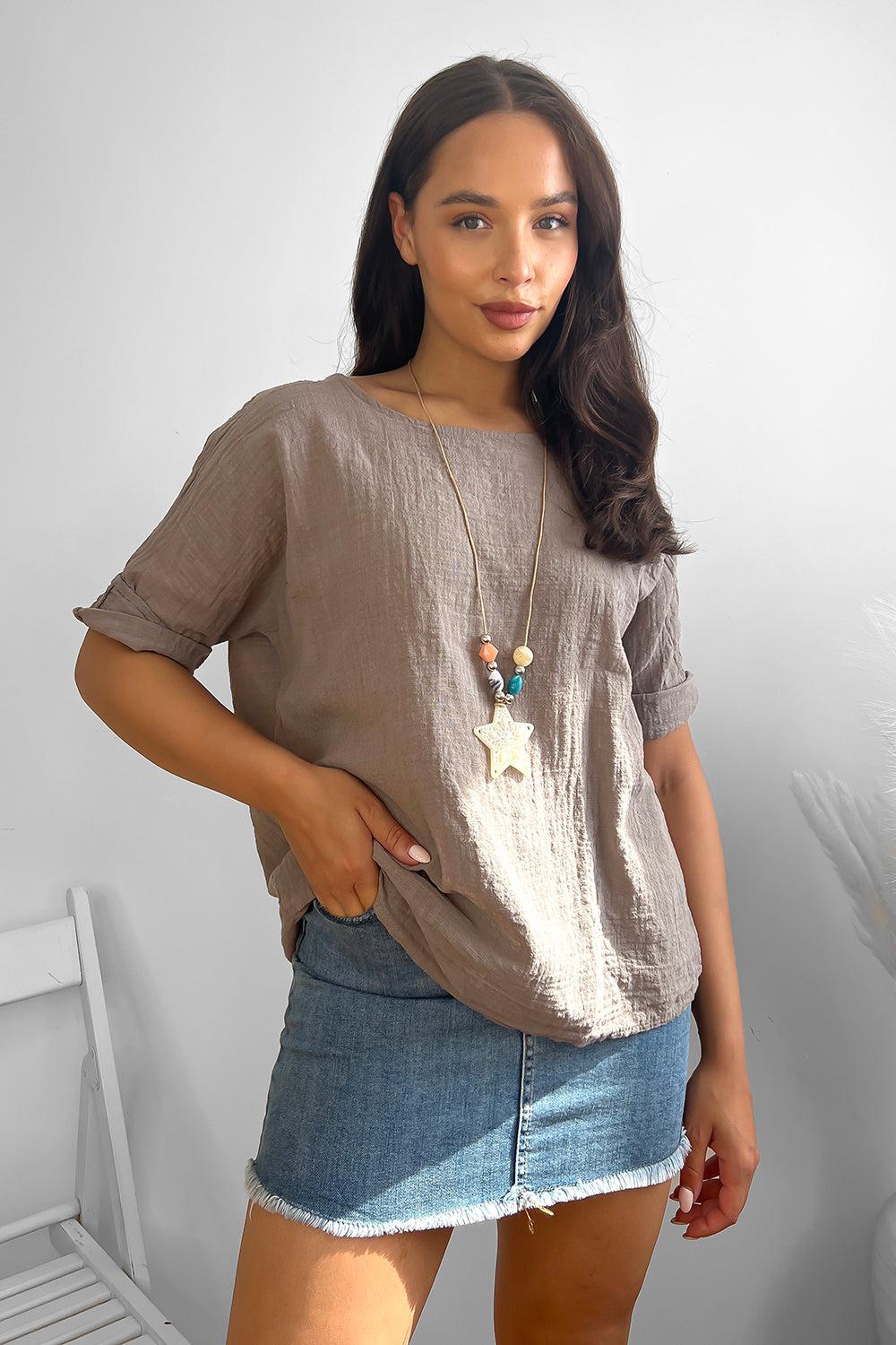 100% Cotton Relaxed Fit Necklace Tunic-SinglePrice