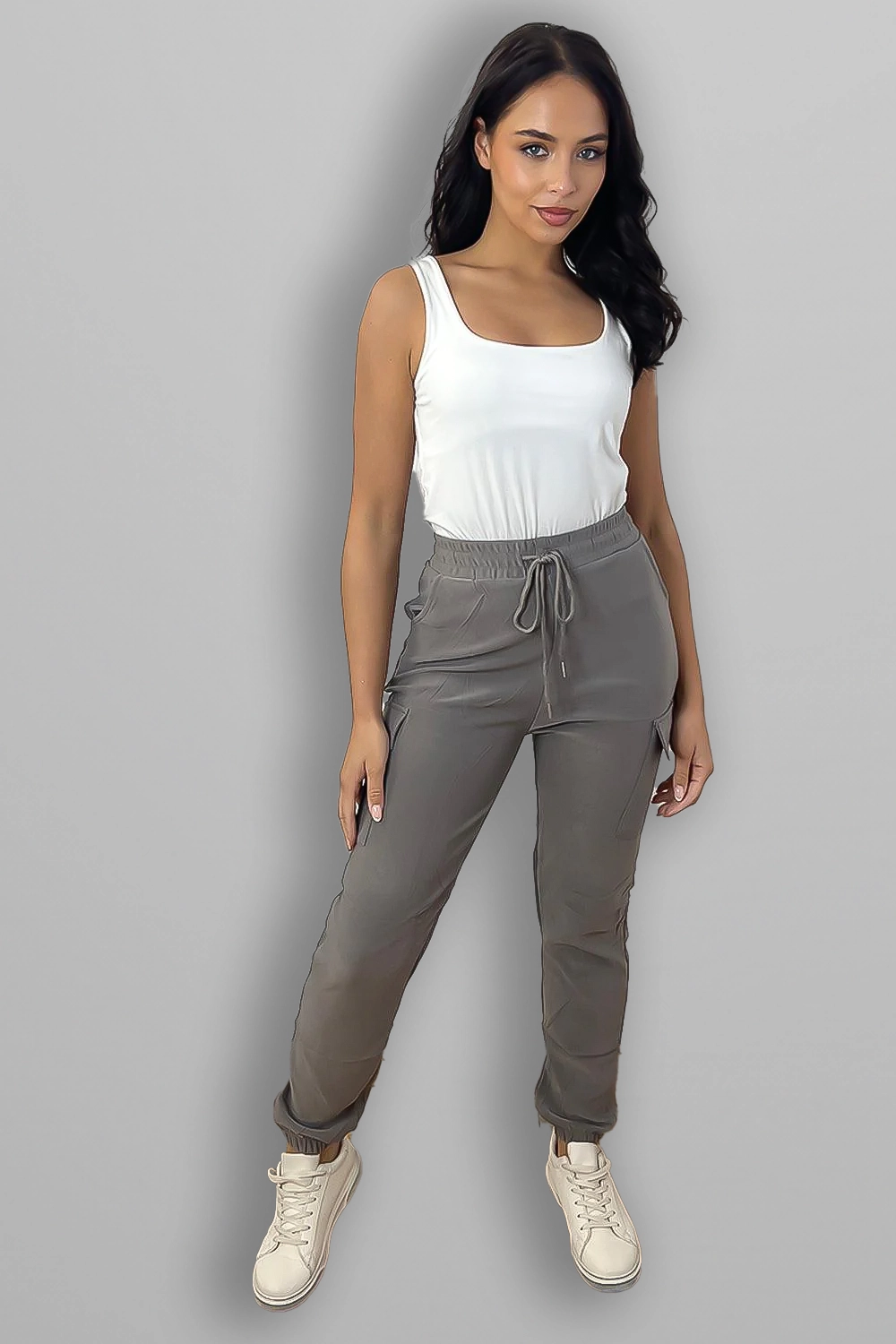 Wholesale Women's Utility Side Pockets Elastic Waist Jogger Trousers (PACK OF 12)