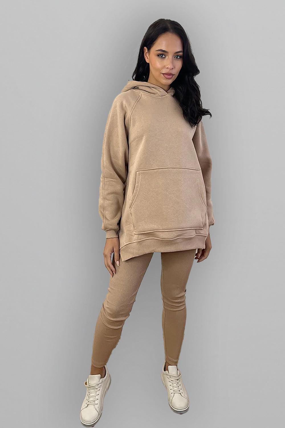 Thick Fleece Hoodie And Leggings Set