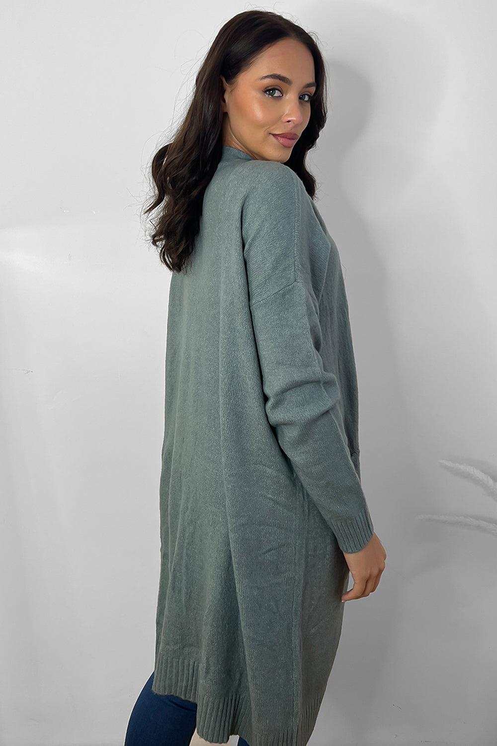 Slip Pockets To Side Open Front Batwing Cardigan-SinglePrice