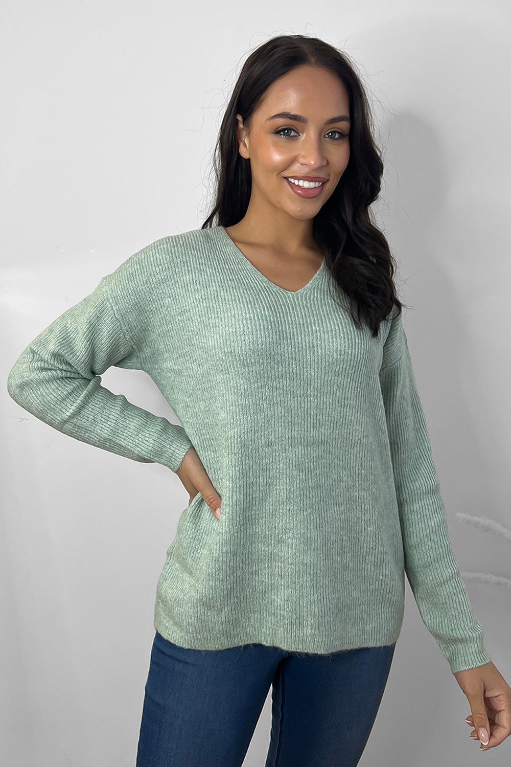 Super Soft Knit V-Neck Jumper-SinglePrice