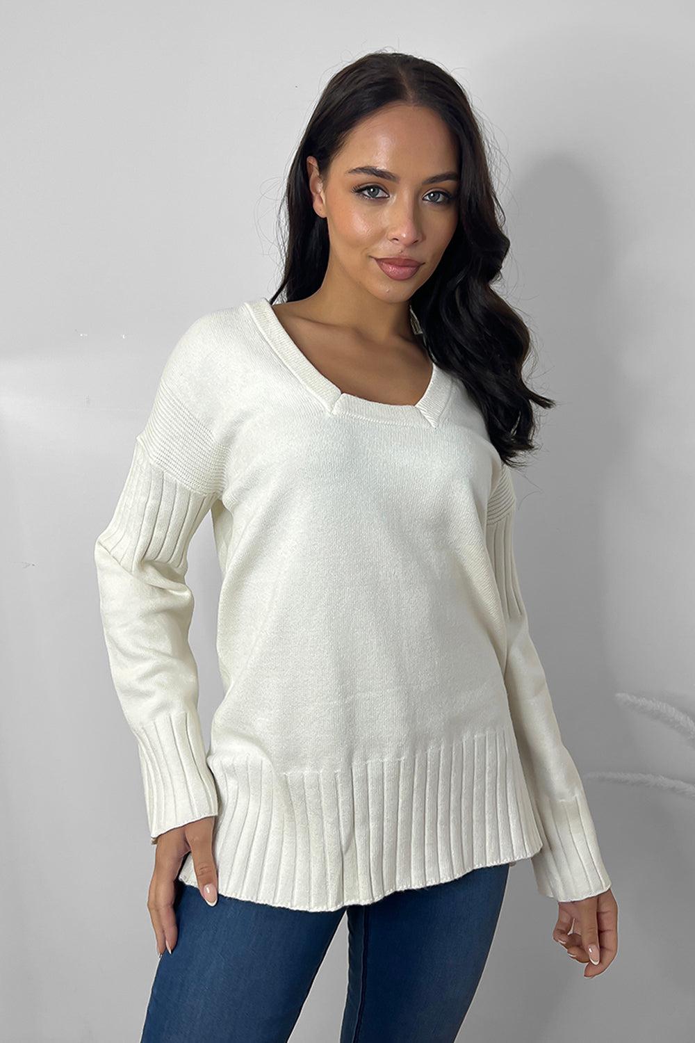 Square Neck Split Sides Pullover-SinglePrice