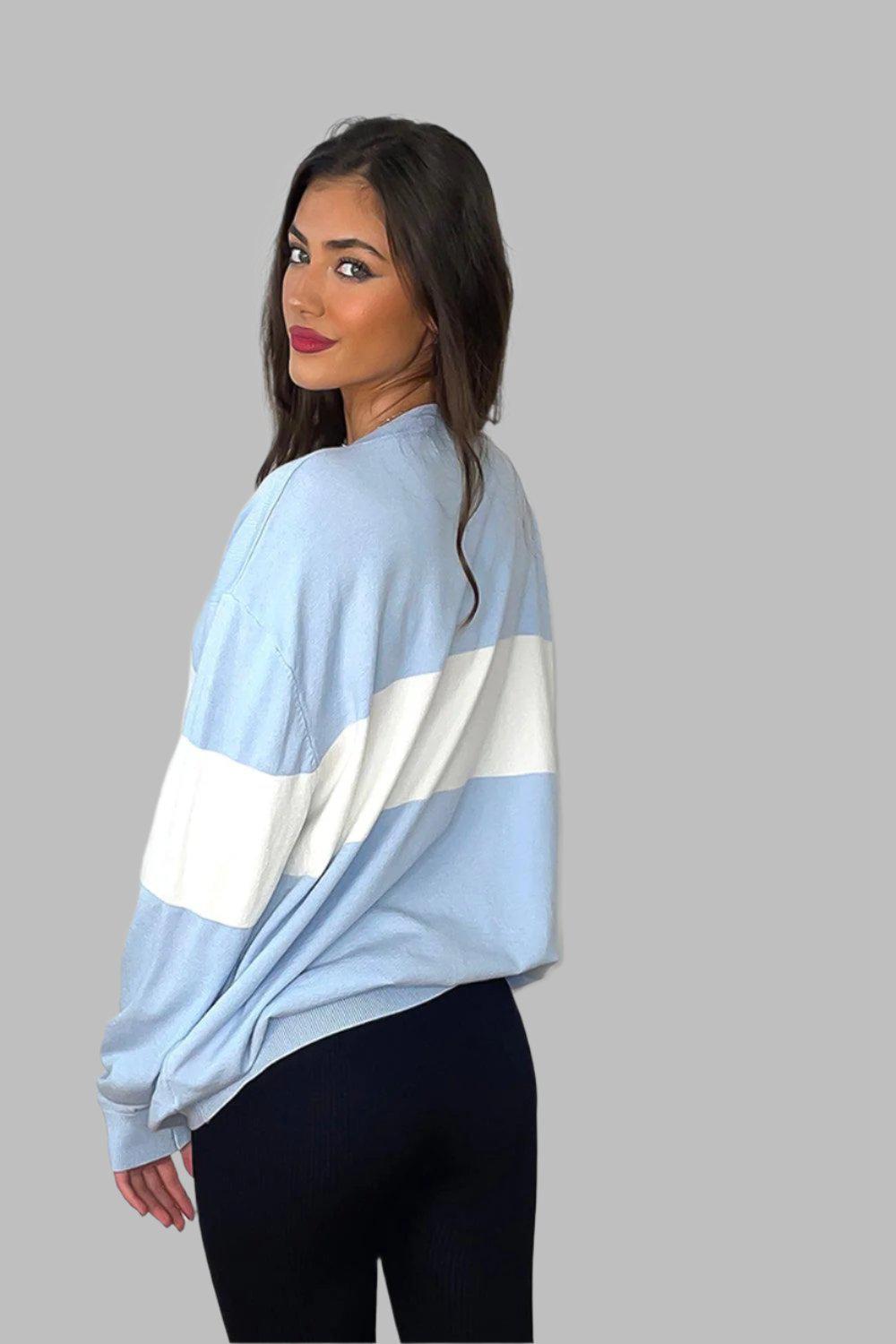 Baby Blue Lover's Slogan Sweatshirt-SinglePrice