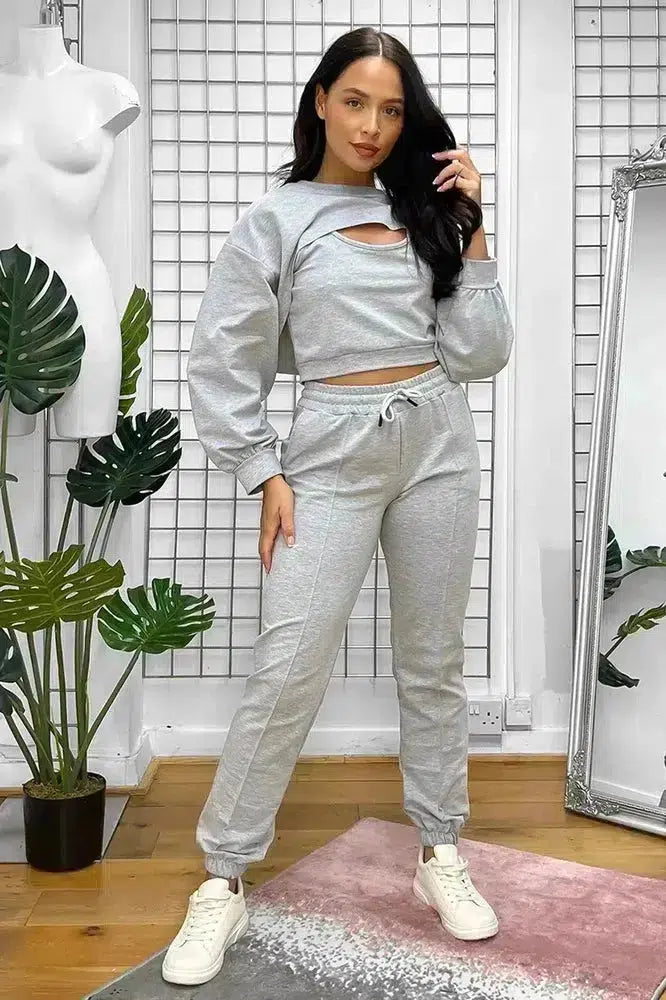 Cut Out Top Three Piece Tracksuit-SinglePrice