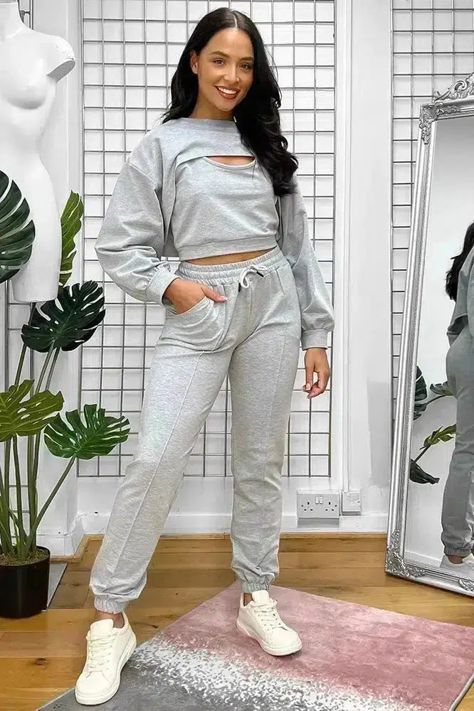 Cut Out Top Three Piece Tracksuit-SinglePrice