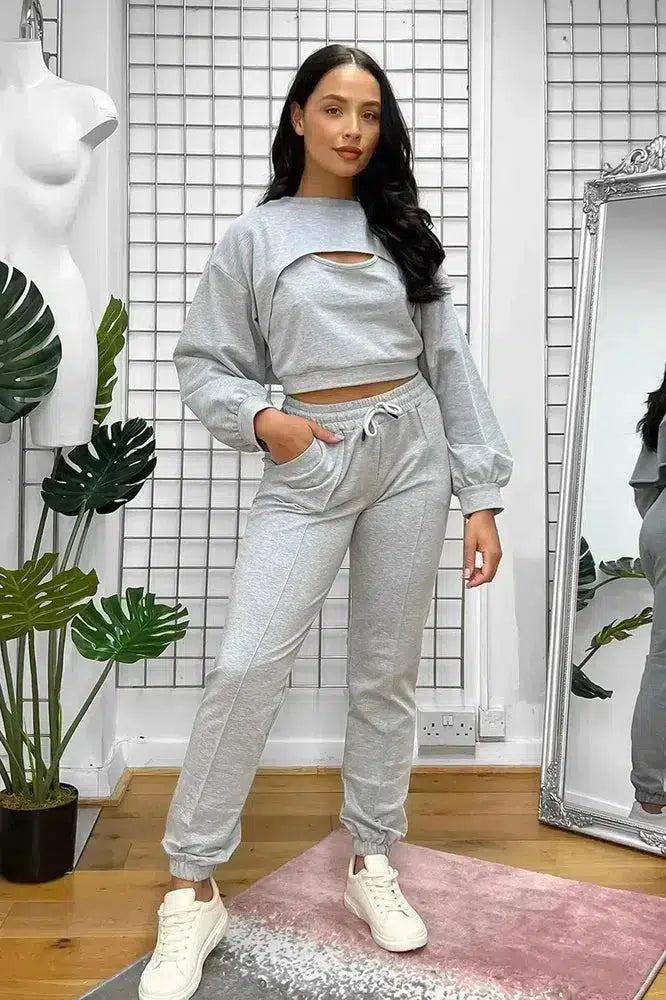 Cut Out Top Three Piece Tracksuit-SinglePrice