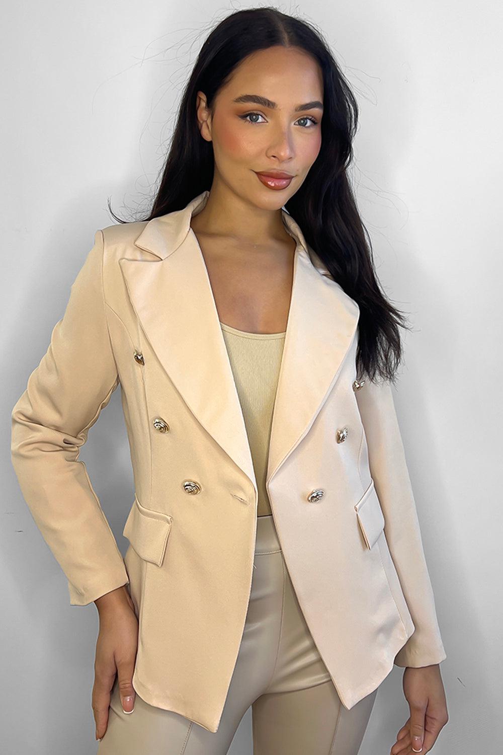 Peaked Lapels Gold Millitary Buttons Blazer-SinglePrice