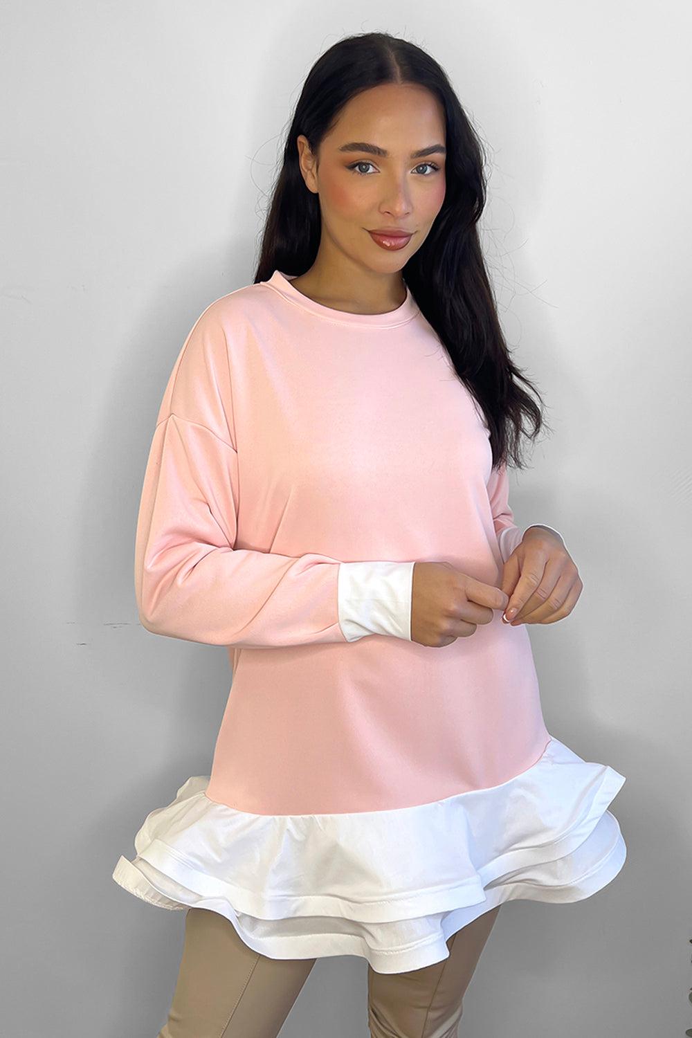 Frilled Hem Sweatshirt Dress-SinglePrice