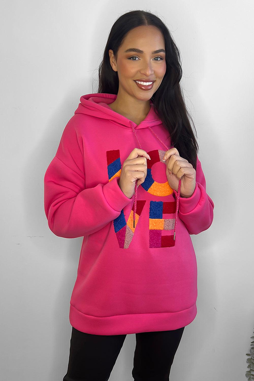 Multicolour Love Slogan Hoodie-SinglePrice