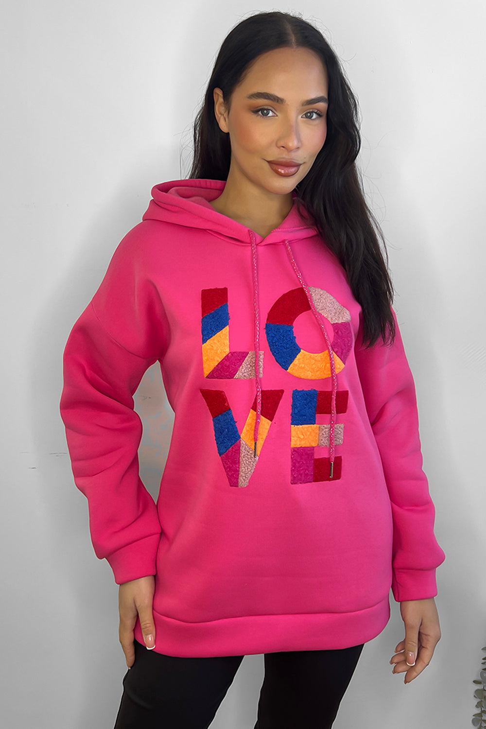 Multicolour Love Slogan Hoodie-SinglePrice