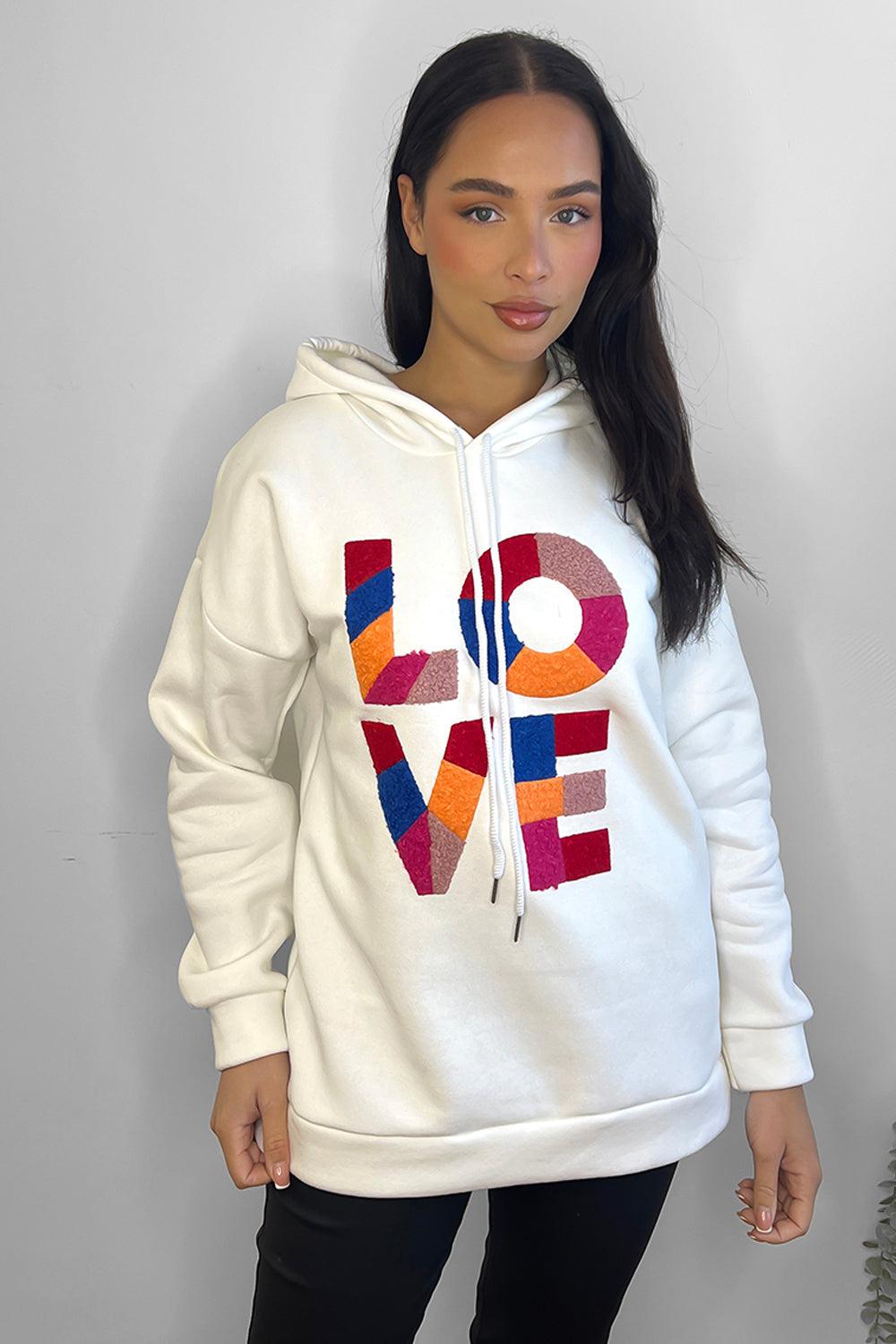 Multicolour Love Slogan Hoodie-SinglePrice