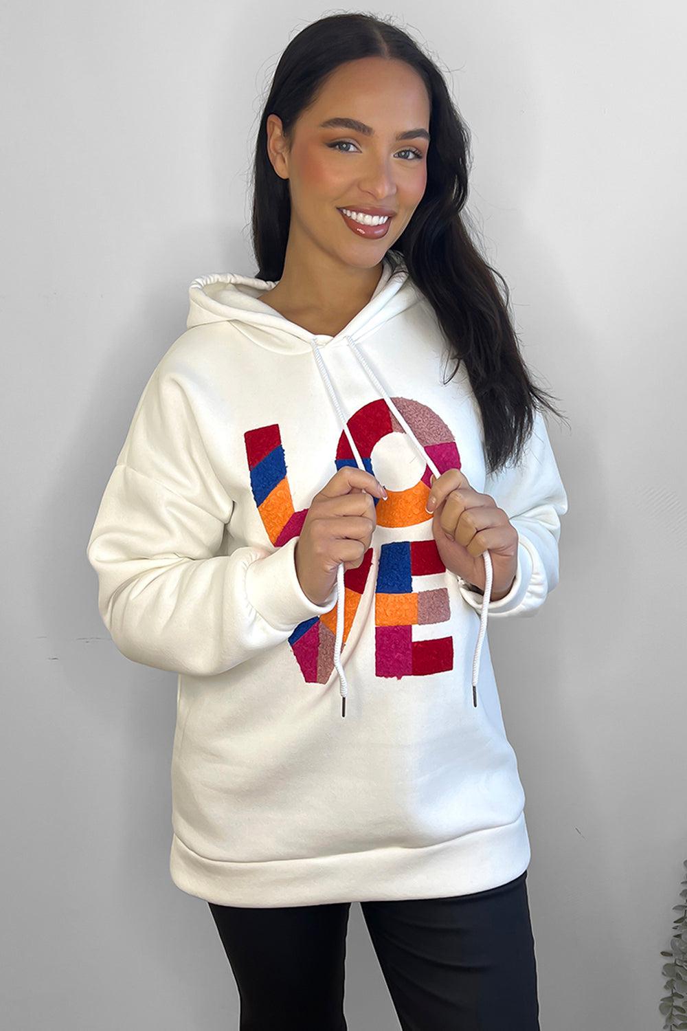 Multicolour Love Slogan Hoodie-SinglePrice