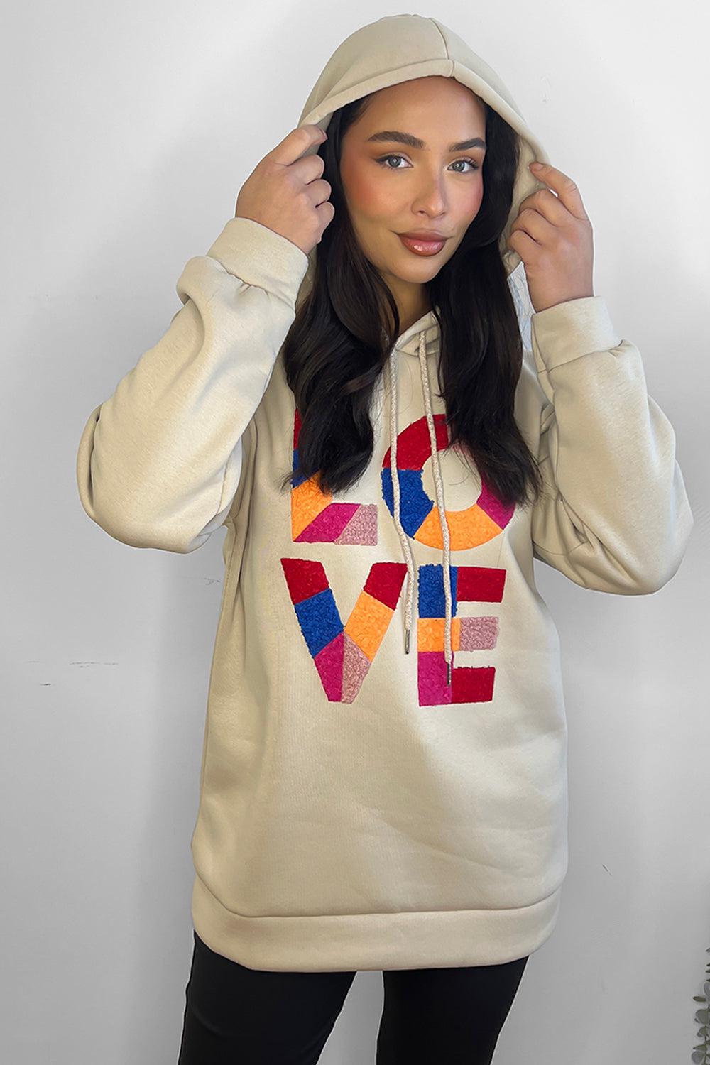 Multicolour Love Slogan Hoodie-SinglePrice