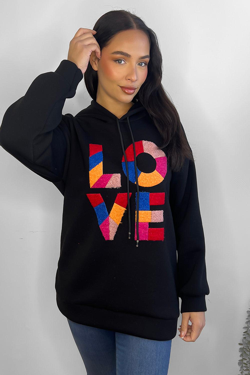 Multicolour Love Slogan Hoodie-SinglePrice