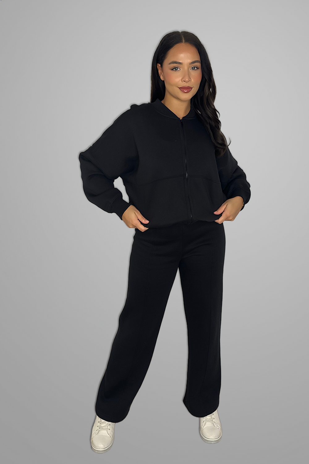 Large Front Pockets Top And Wide Trousers Set-SinglePrice