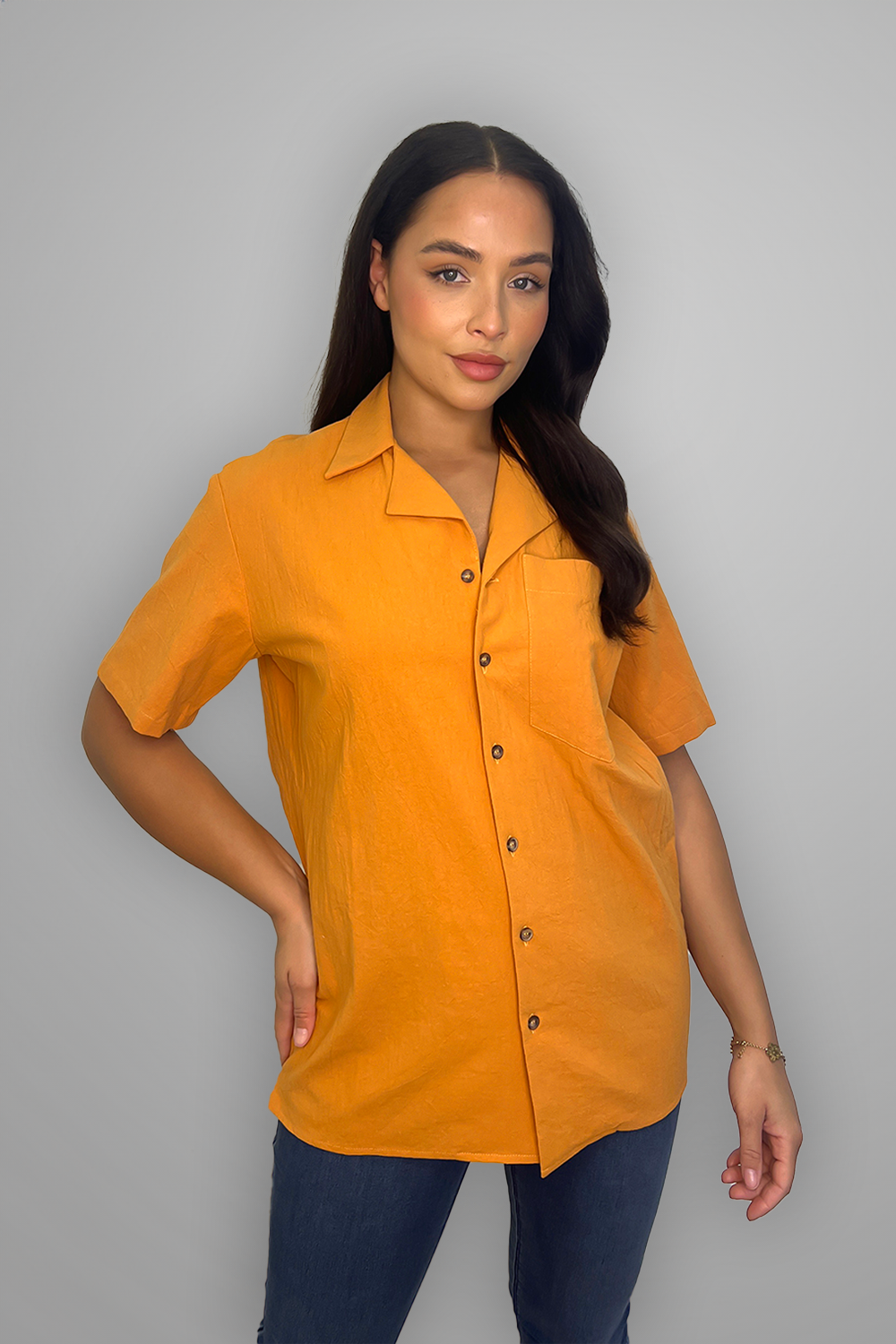 Orange Cotton Relaxed Fit Shirt