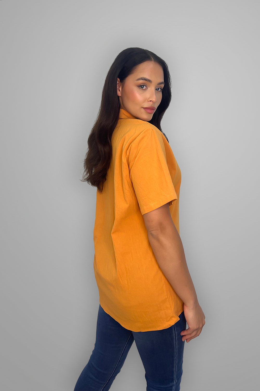 Orange Cotton Relaxed Fit Shirt