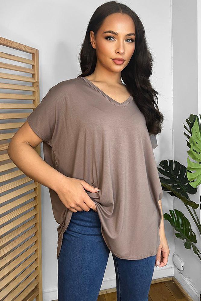 Soft Fabric V-Neck Lazy Fit T-Shirt-SinglePrice