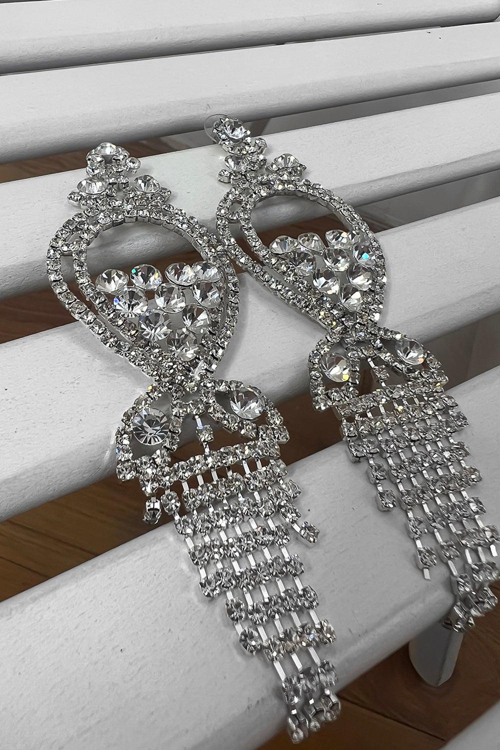 Silver Crystal Chandellier Drop Earring-SinglePrice