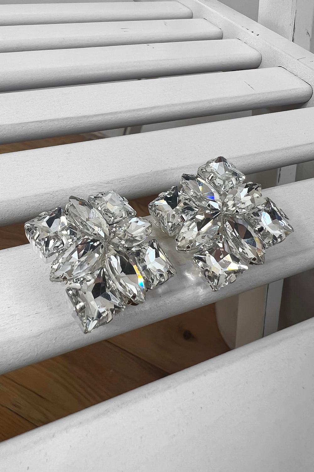 Large Square Crystal Stud Earrings-SinglePrice