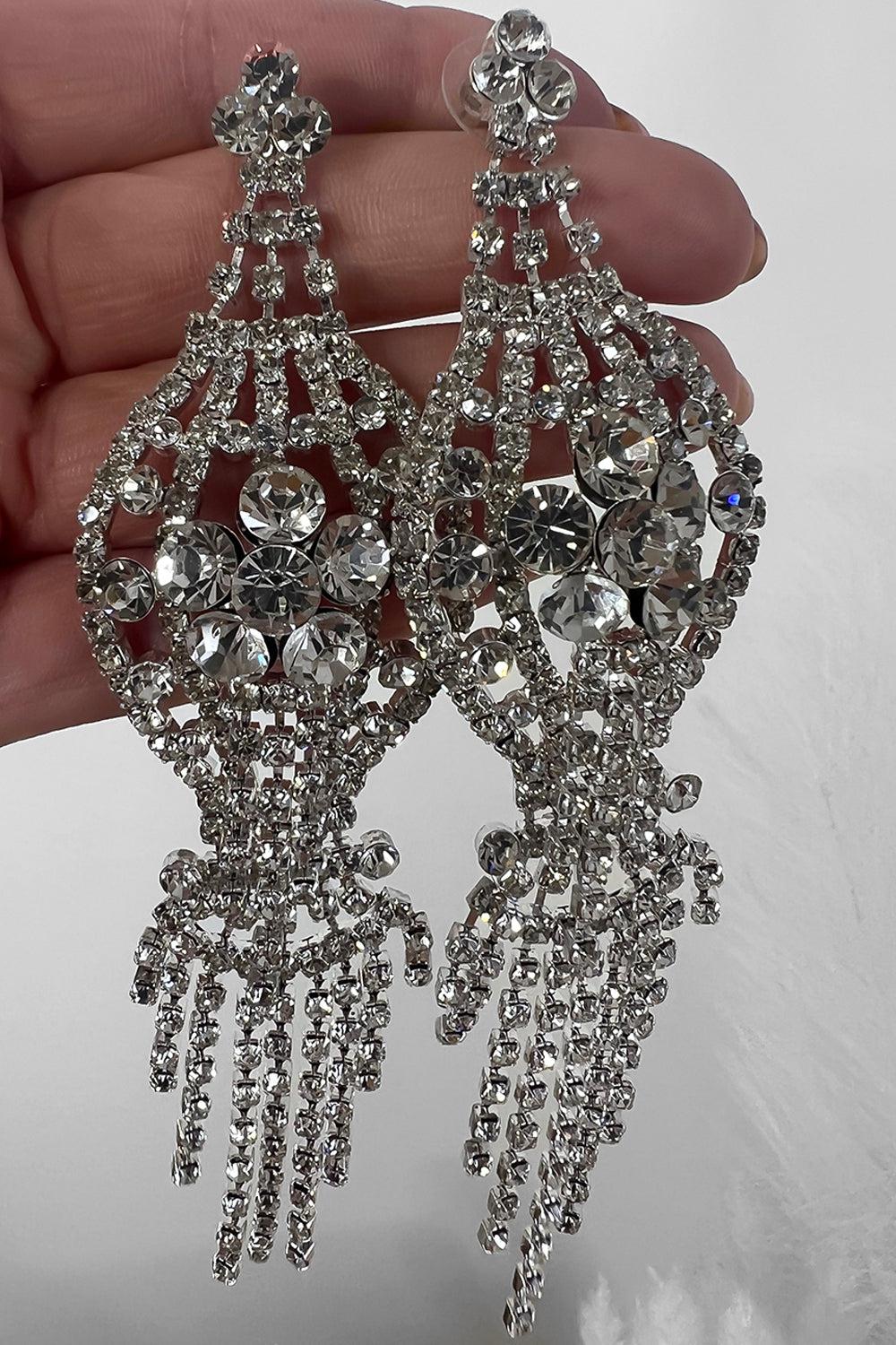 Fashion Jewellery Crystal Long Drop Earrings-SinglePrice