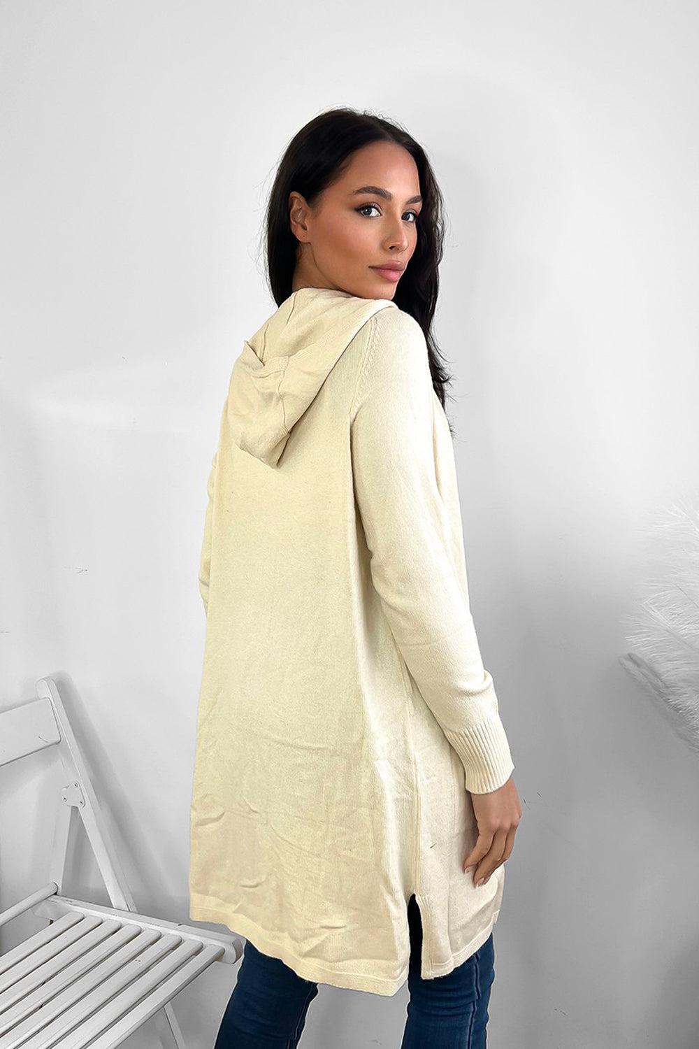 Hooded Fleece Cardigan With Pockets-SinglePrice