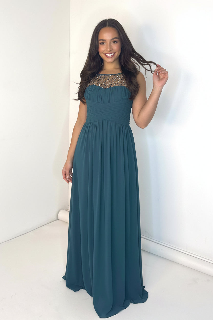 Beaded Extra Long Bridesmaids Dress