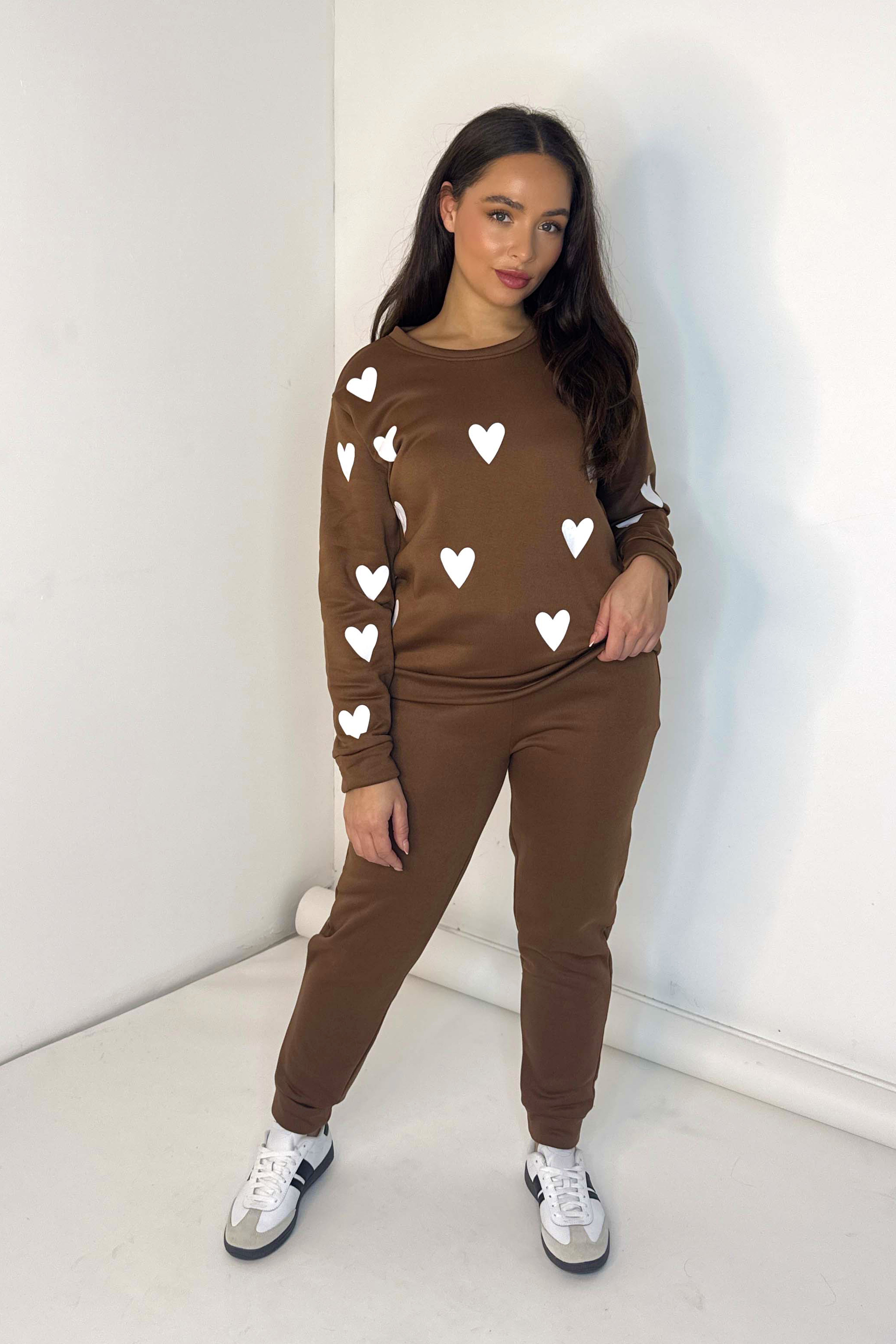 Heart Print Soft Fleeced Loungewear Set