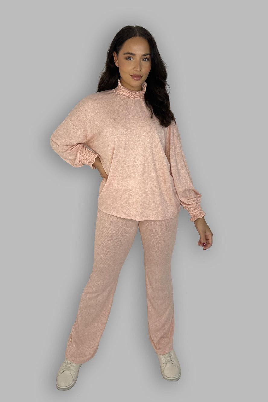 High Ruffle Neck Long Sleeves Tunic And Trousers Set