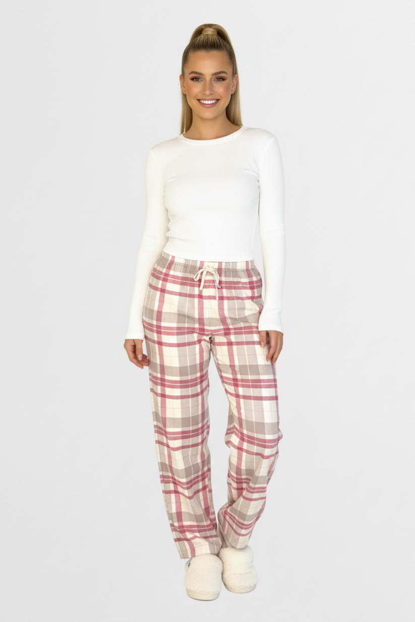 Soft Cotton Blend Check Pattern Drawstring Pyjama Bottoms