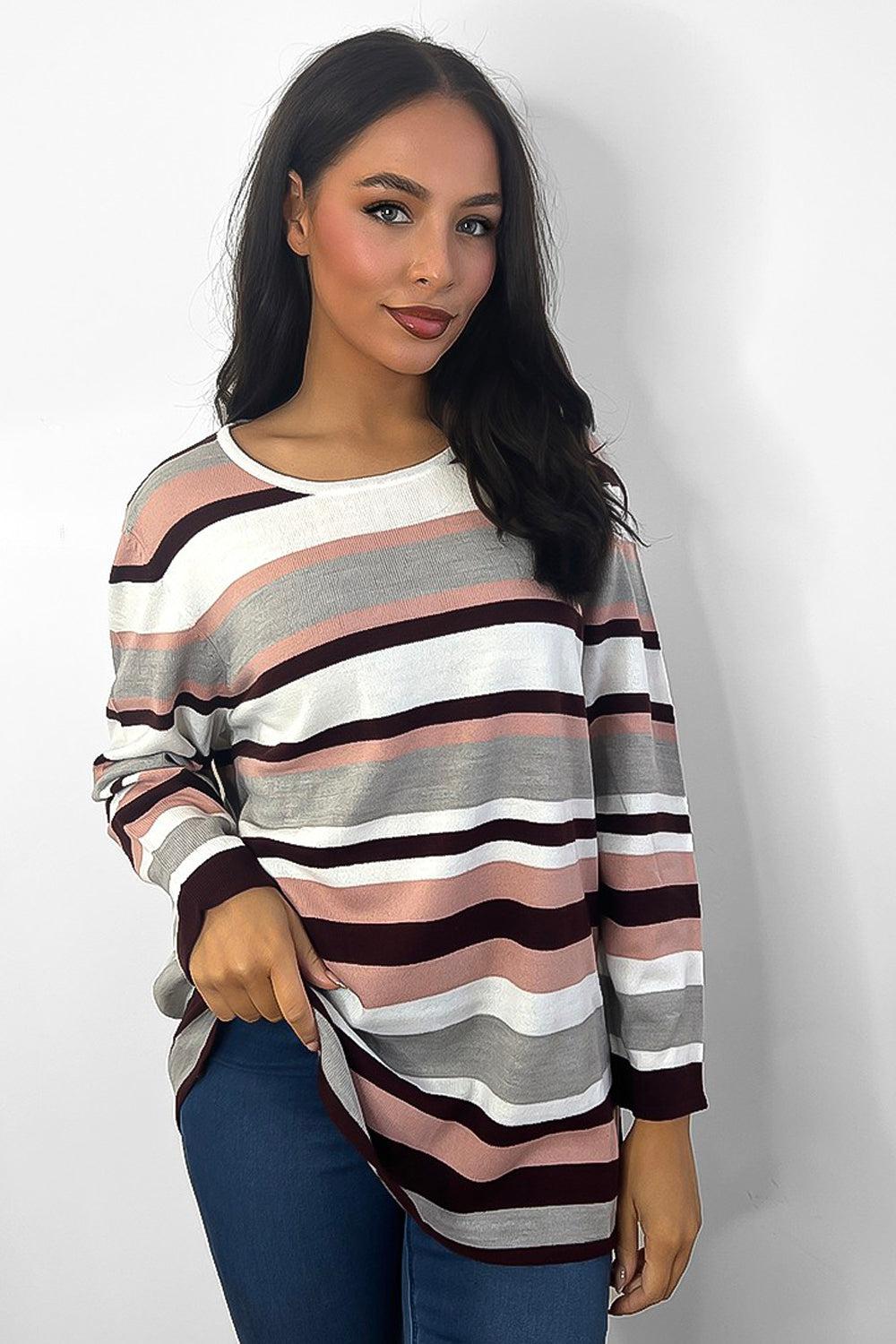 Low Scoop Neck Stripy Jumper-SinglePrice