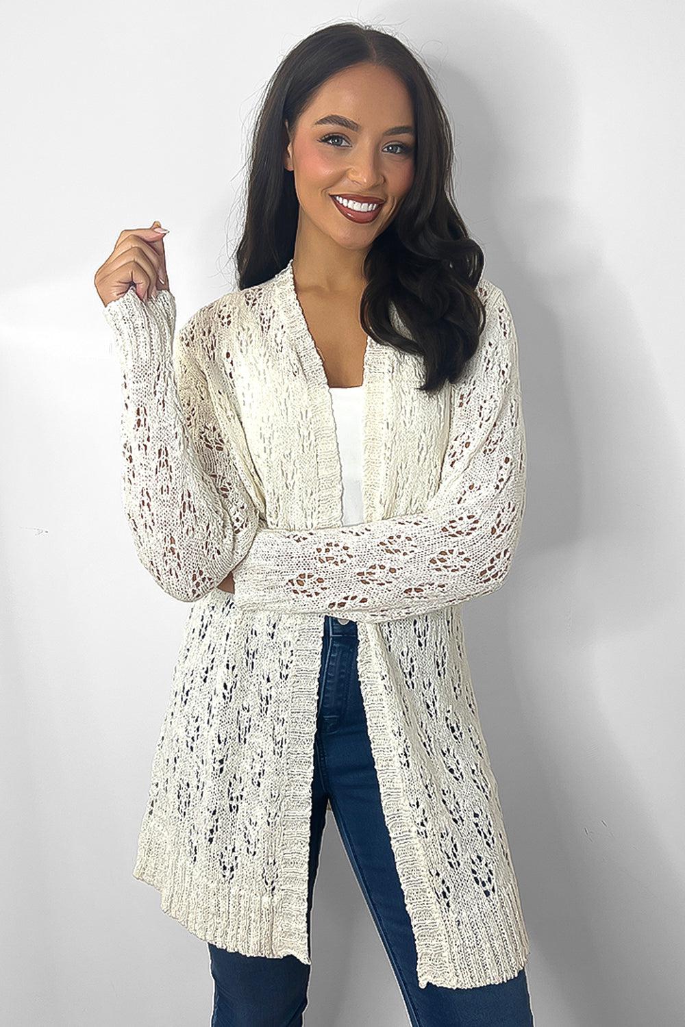 Crochet open front cardigan top