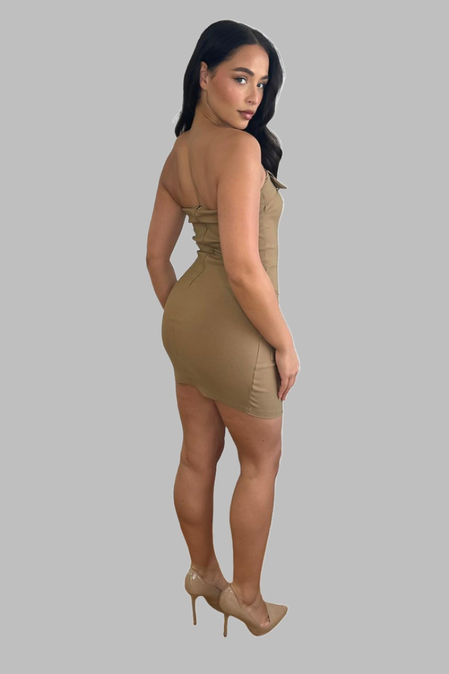 Belted Boobtube Cargo Mini Dress-SinglePrice