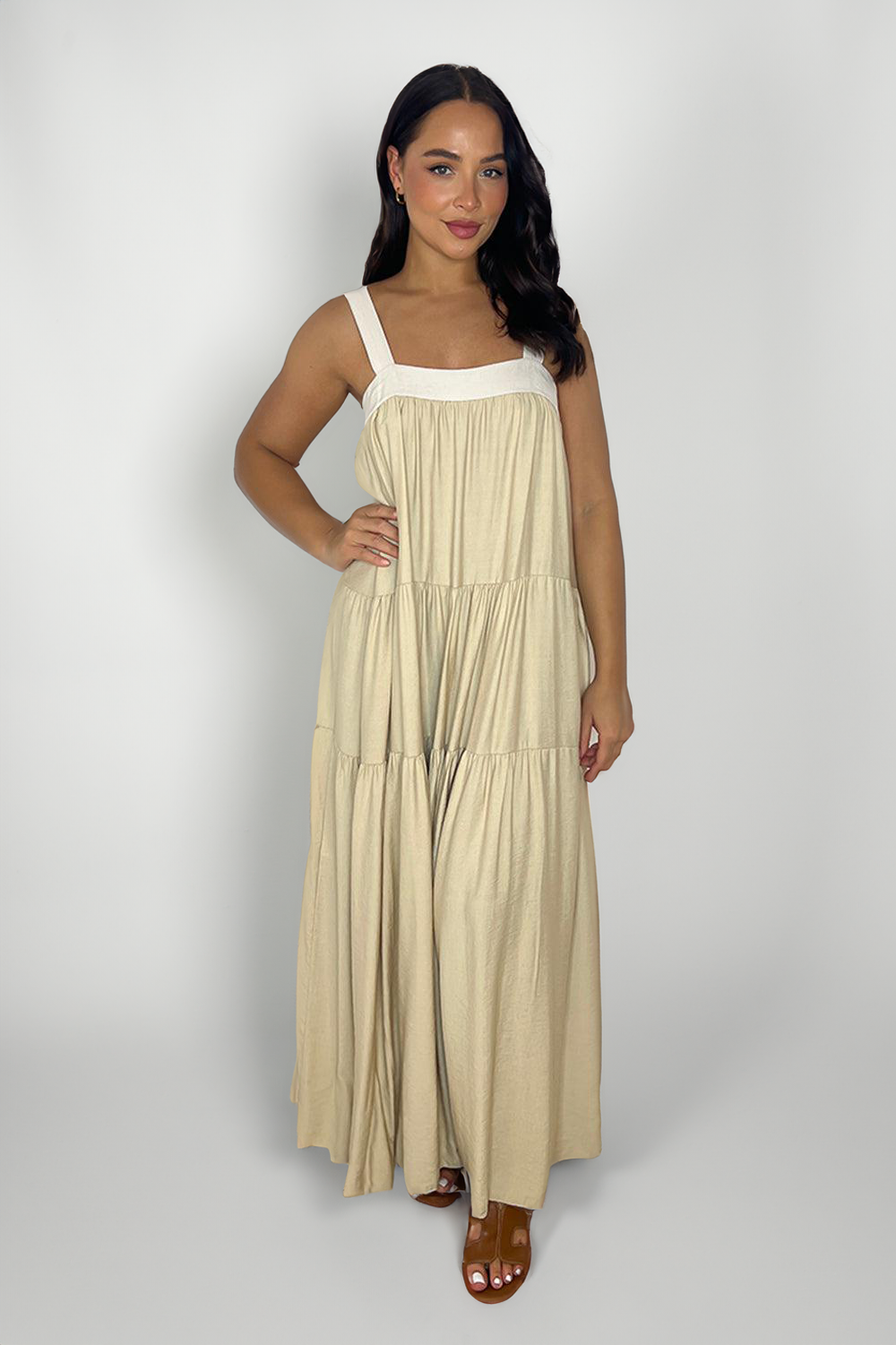 Tiered Cut Out Tie Back Long Sundress