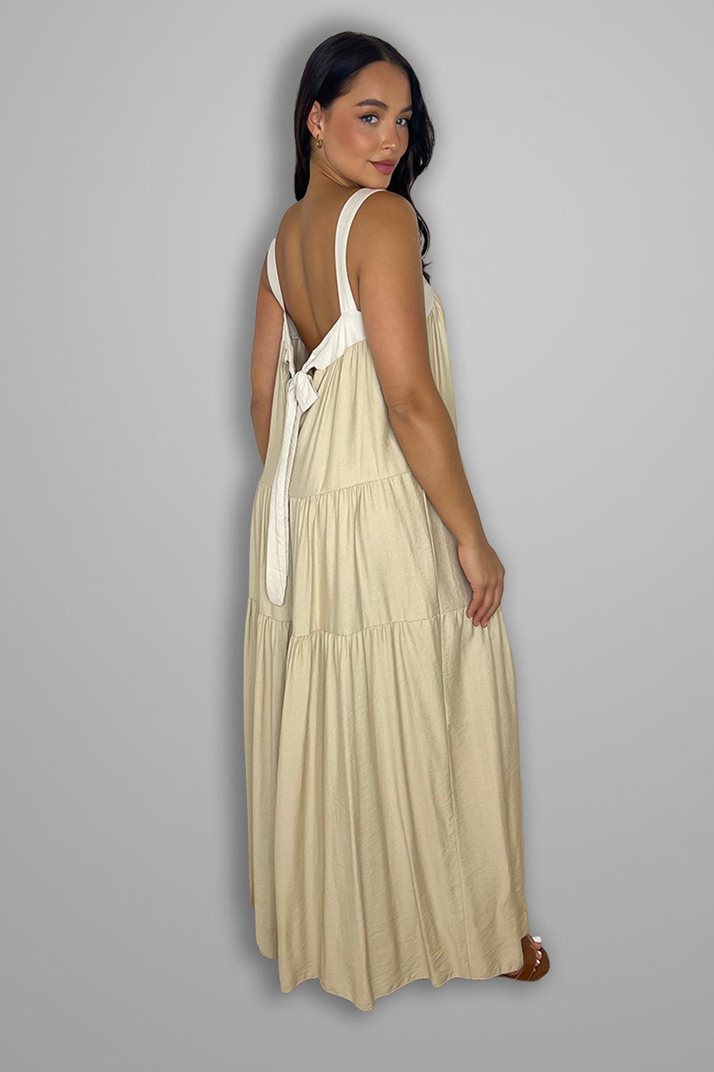 Tiered Cut Out Tie Back Long Sundress-SinglePrice
