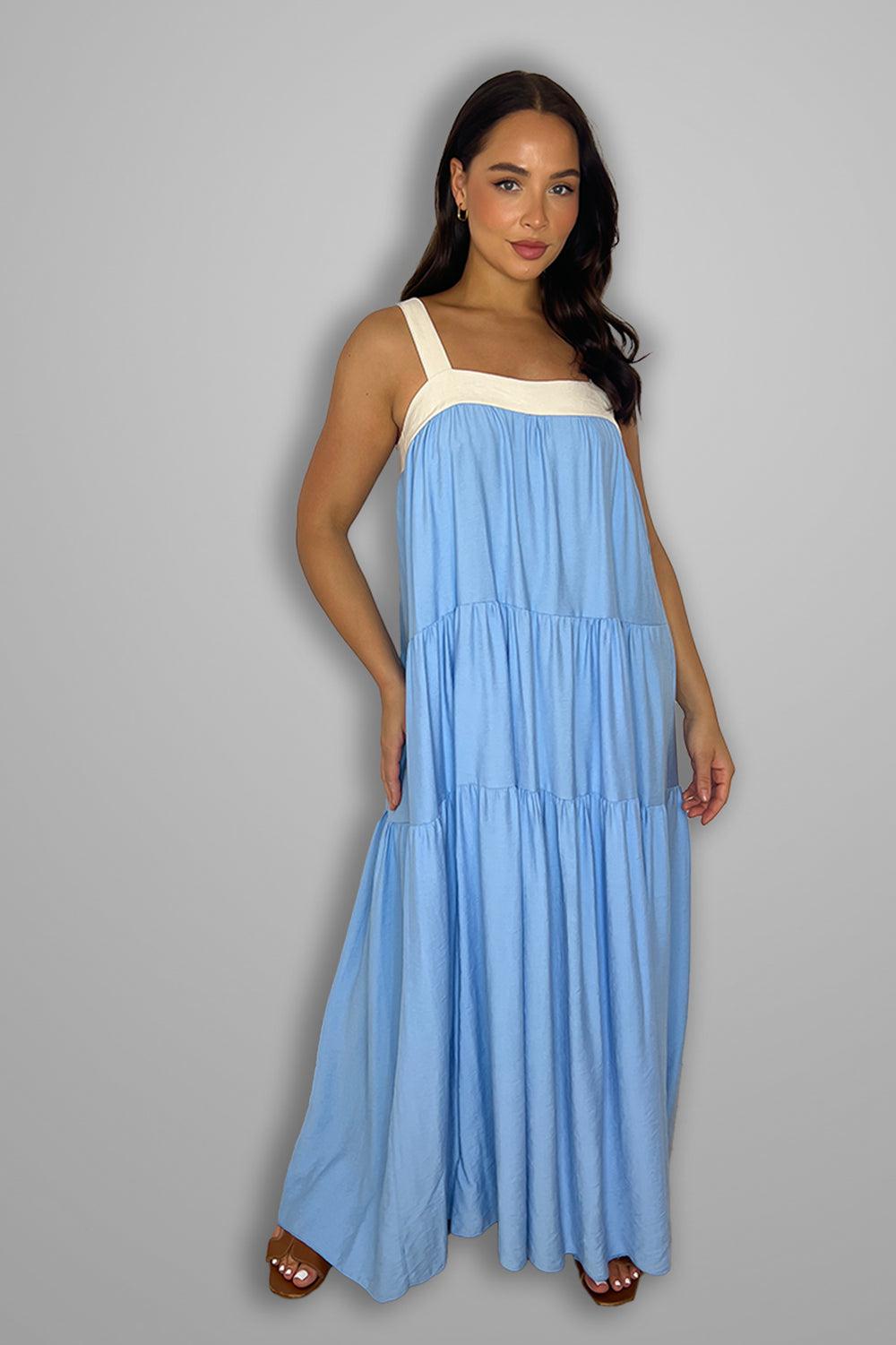 Tiered Cut Out Tie Back Long Sundress