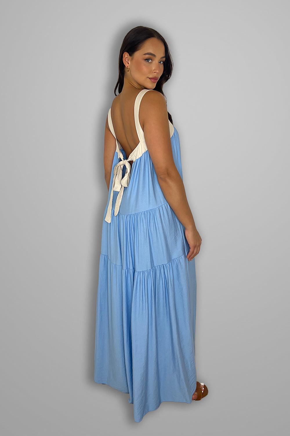 Tiered Cut Out Tie Back Long Sundress-SinglePrice